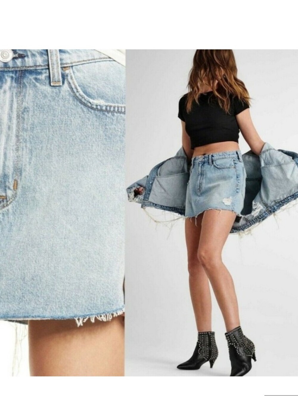 Zara Light Wash Denim Mini Skort
